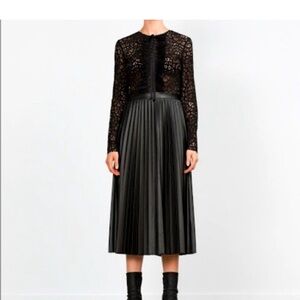 ZARA Black Lace Faux Midi Leather Dress
